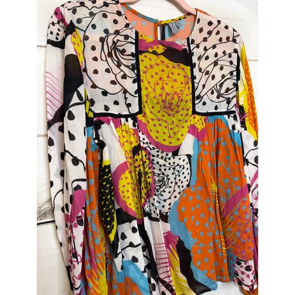 Bl-nk London Blouse Size SM Vibrant Fun Colorful Print - Picture 6 of 6